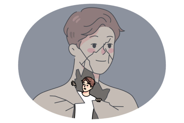 Mężczyzna pokazuje maskę obojętności na zewnątrz, a w środku czuje i obserwuje otoczenie