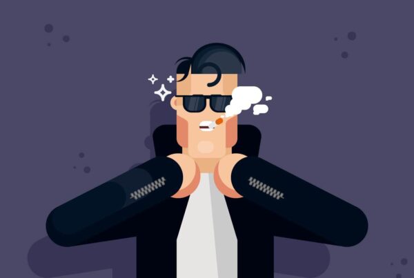 Mężczyzna, który demonstruje postawę wielkościową.