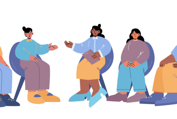 Spotkanie grupowe pod opieką psychoterapeuty, osoby ćwiczące umiejętności interpersonalne